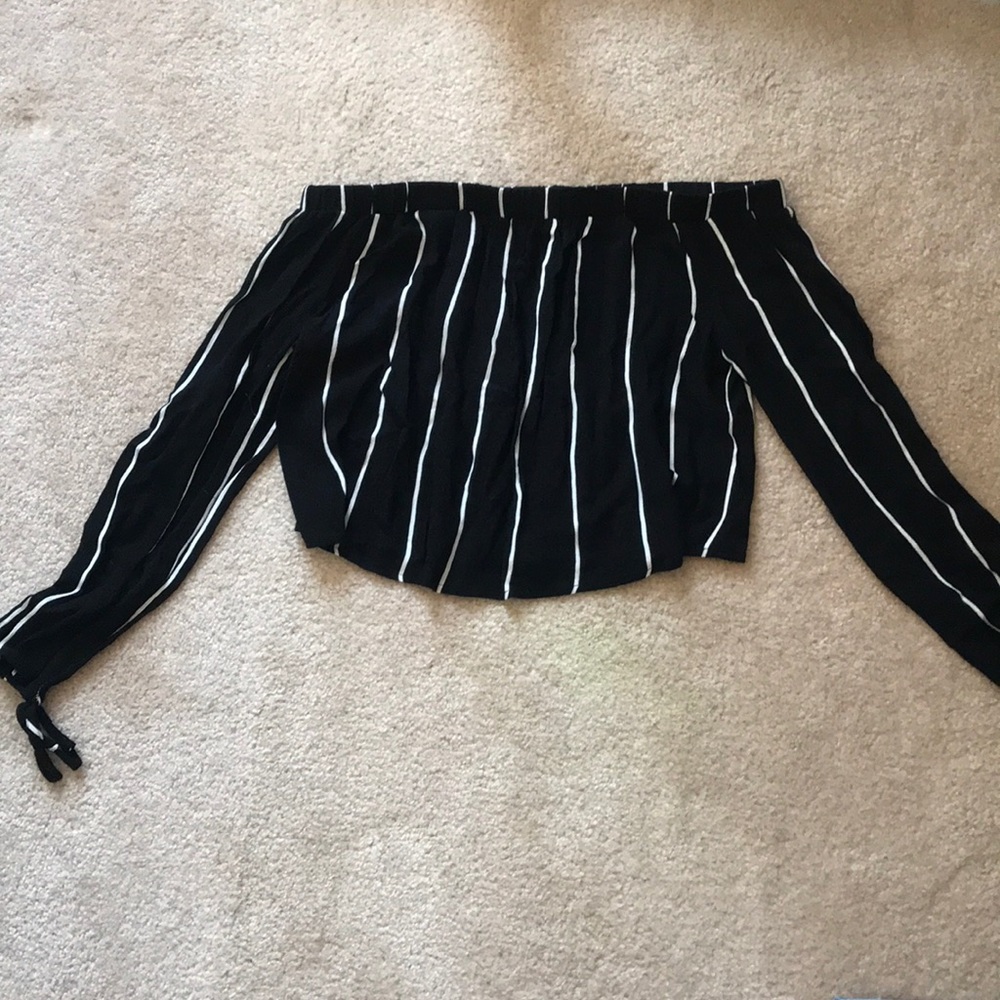 Off the shoulder striped crop top